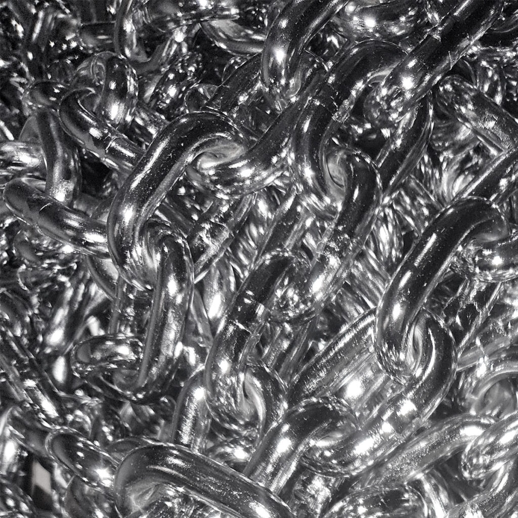 Chain 8x25,4, 50m, stainless steel, hardened, e-polished, 22,69€/m net.